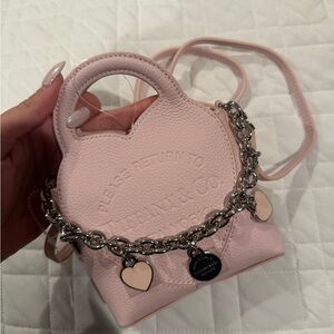 Tiffany & Co. Baby Pink Micro Tote with Heart Charm Chain (NWT)
